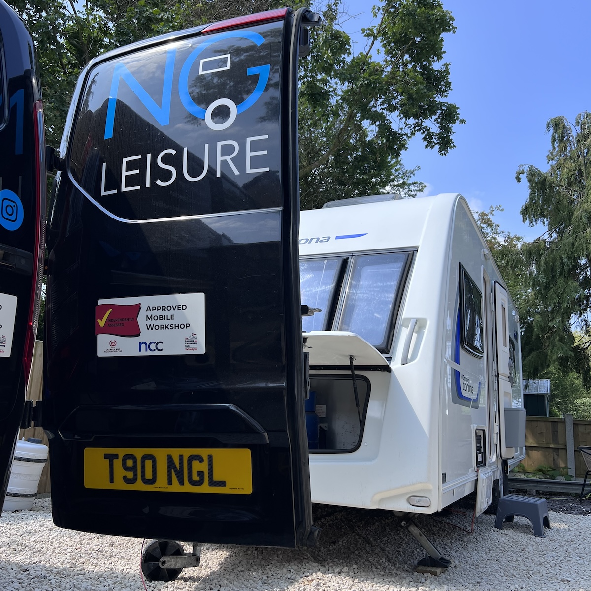 NG leisure van in front of caravan service 